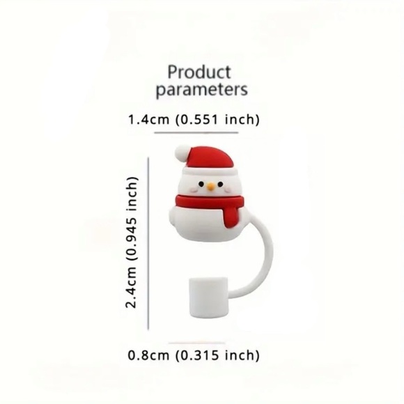 Snowman Straw Topper/Cover, NEW, Merry Christmas, Fits 10mm Straw - Picture 8 of 8
